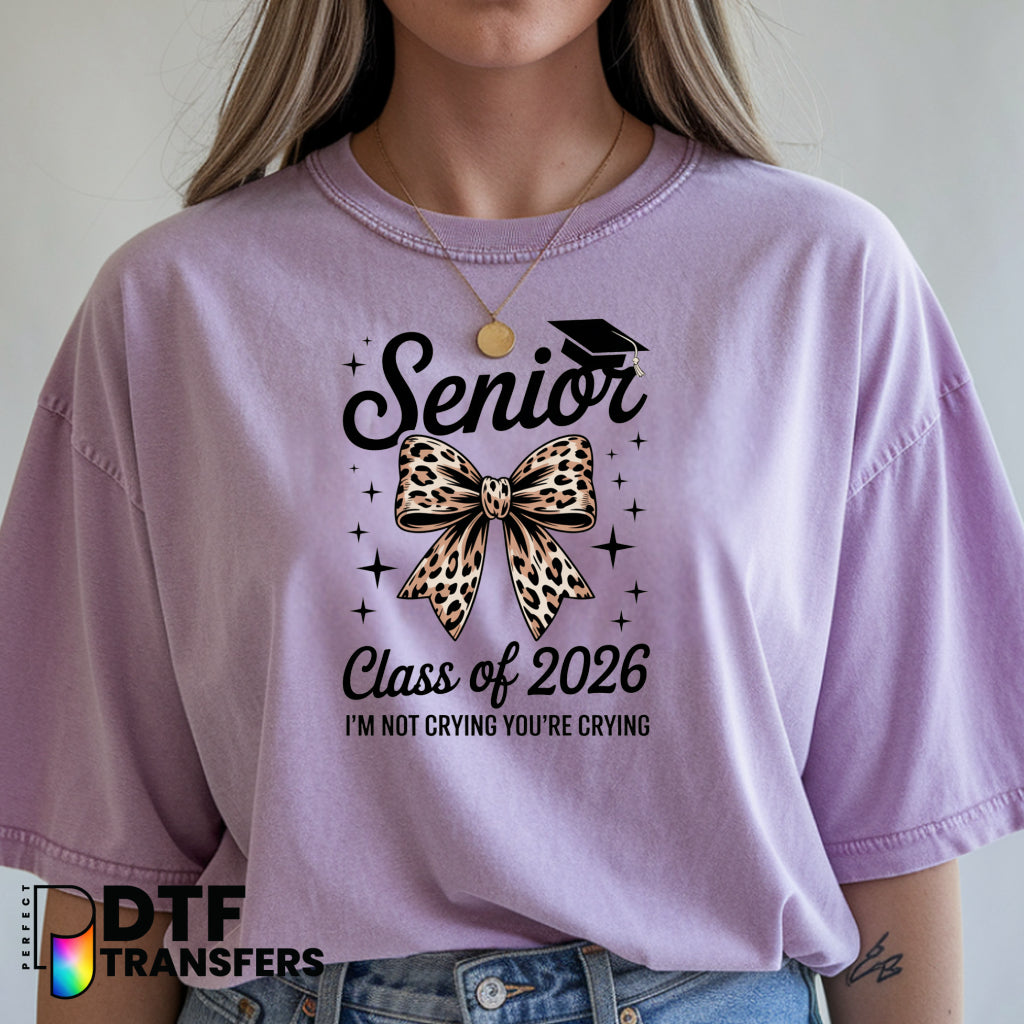 Senior Leopard Bow Class of 2026 – Teacher DTF Transfer