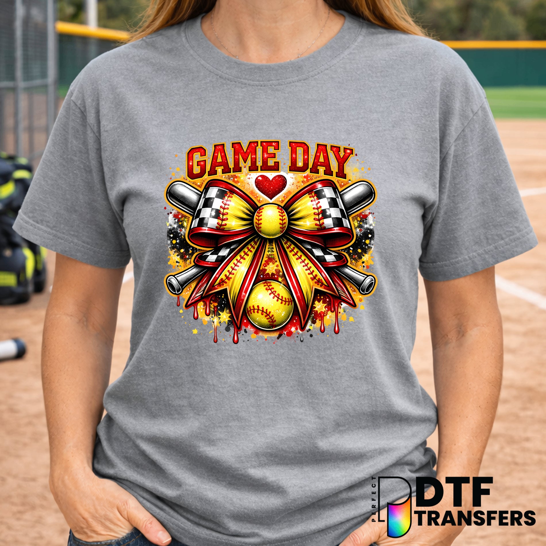 Game Day Softball Coquette Bow – Softball DTF Transfer