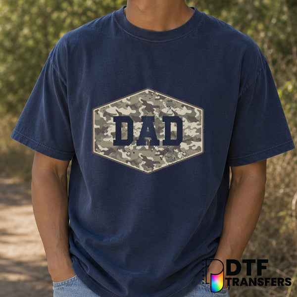 DAD Camo Grunge Patch – Father's Day DTF Transfer (view 1 of 2) – by Perfect DTF Transfers – Premade DTF Transfers – Fathe...