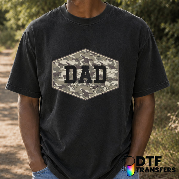 DAD Camo Grunge Patch – Father's Day DTF Transfer (view 2 of 2) – by Perfect DTF Transfers – Premade DTF Transfers – Fathe...