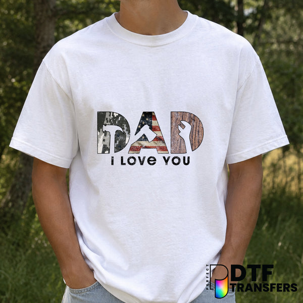 Dad I Love You Grunge Military American – Father's Day DTF Transfer (view 1 of 2) – by Perfect DTF Transfers – Premade DTF...