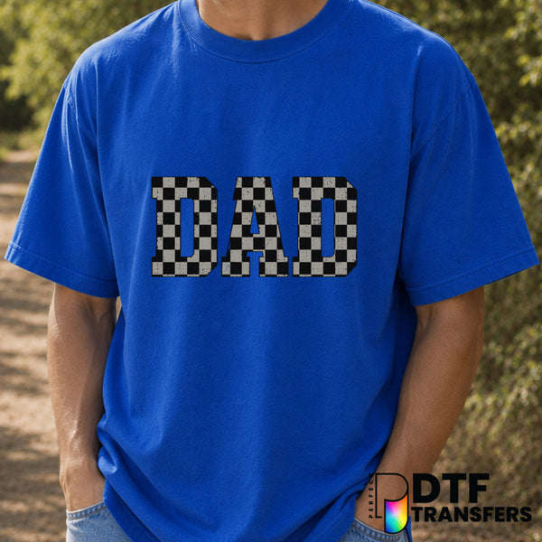 Dad Retro Checkered Grunge Varsity – Father's Day DTF Transfer (view 1 of 2) – by Perfect DTF Transfers – Premade DTF Tran...