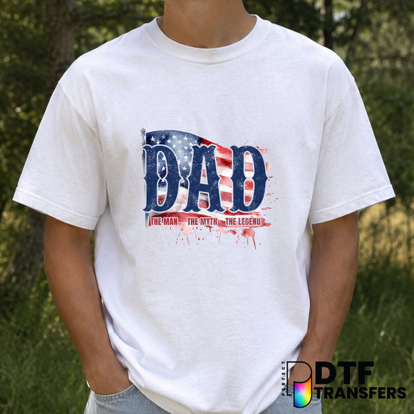 Dad The Man The Myth The Legend – Father's Day DTF Transfer (view 1 of 2) – by Perfect DTF Transfers – Premade DTF Transfe...