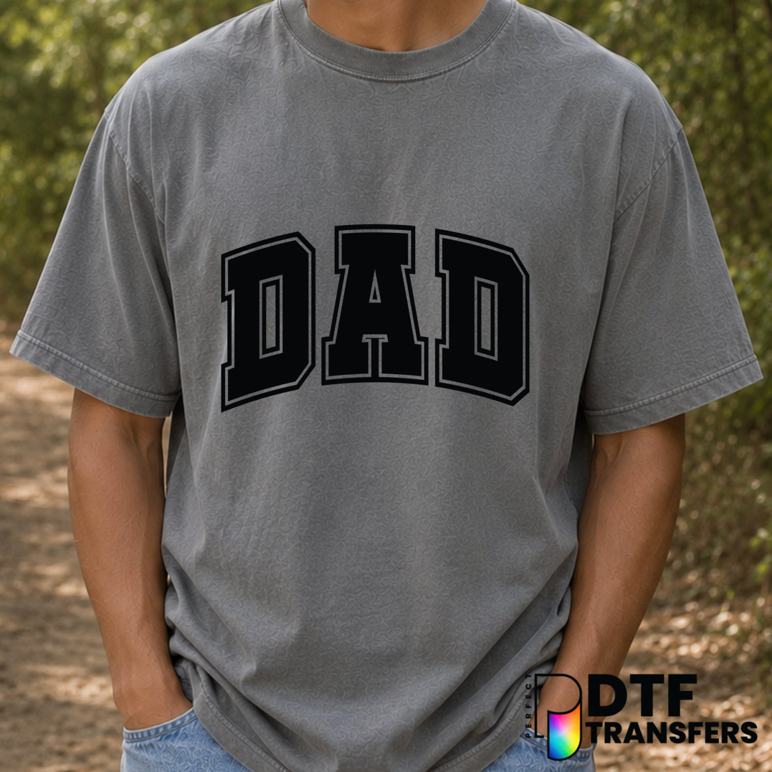 DAD Varsity Arch – Father's Day DTF Transfer (view 1 of 2) – by Perfect DTF Transfers – Premade DTF Transfers – Father's D...
