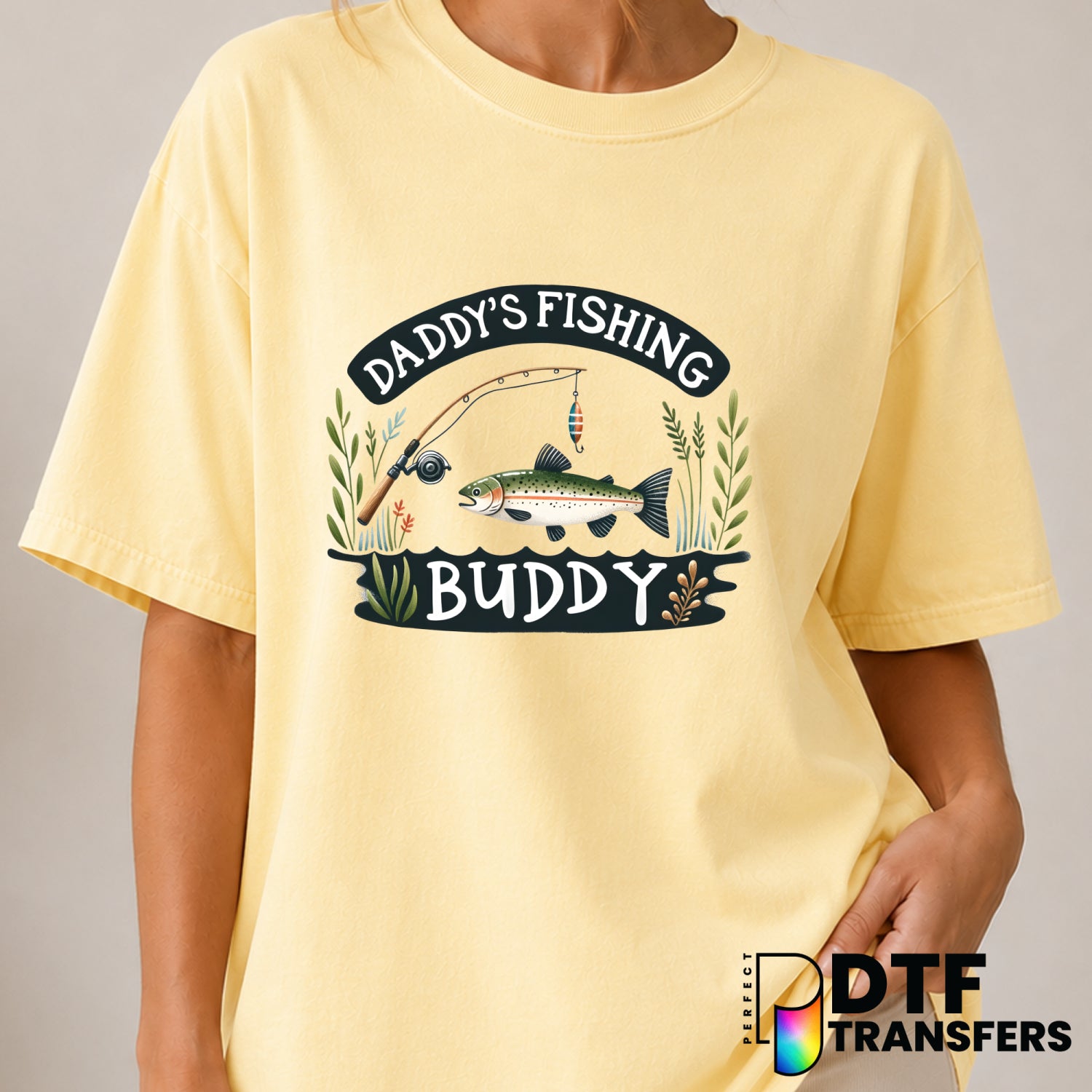 Daddy's Fishing Buddy – Fishing DTF Transfer (view 2 of 2) – by Perfect DTF Transfers – Premade DTF Transfers – Fishing, O...