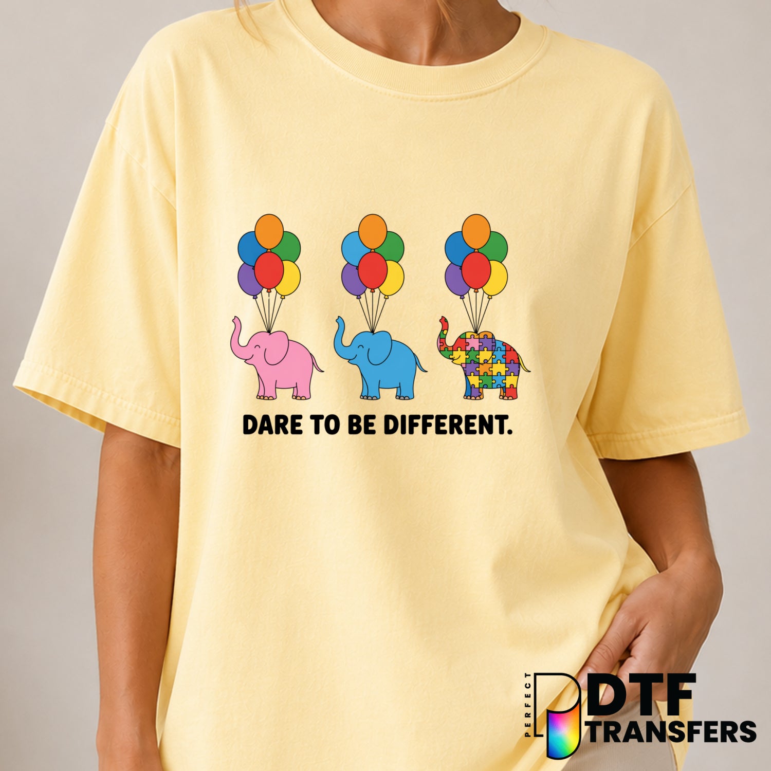 DARE TO BE DIFFERENT NEURODIVERSITY AUTISM AWARENESS – DTF Transfer (view 1 of 2) – by Perfect DTF Transfers – Premade DTF...