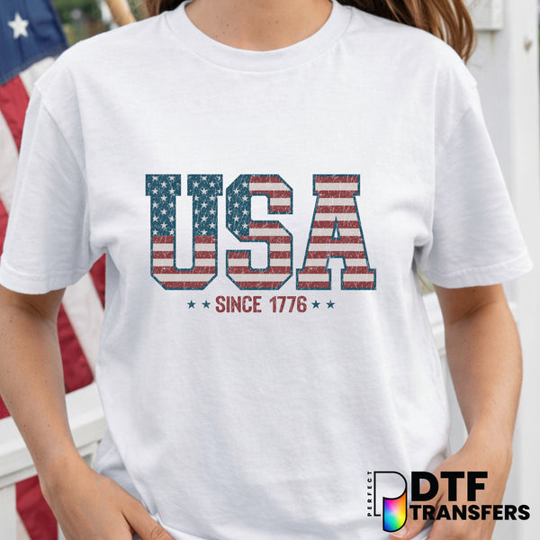 USA Retro Grunge Since 1776 – Fourth of July DTF Transfer