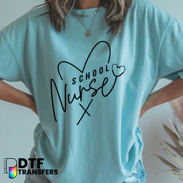 School Nurse with Heart – School Nurse DTF Transfer
