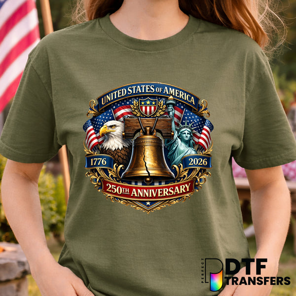 USA 250th Anniversary LIBERTY EAGLE – Fourth of July DTF Transfer
