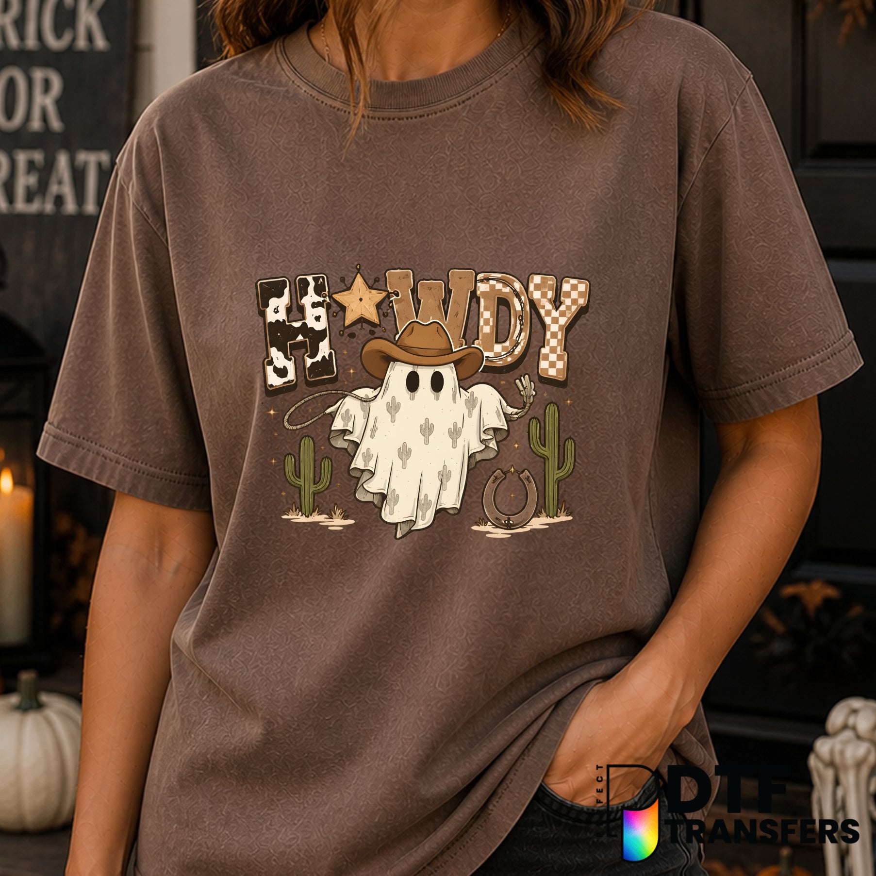 Howdy Western Cowboy Ghost – Halloween DTF Transfer