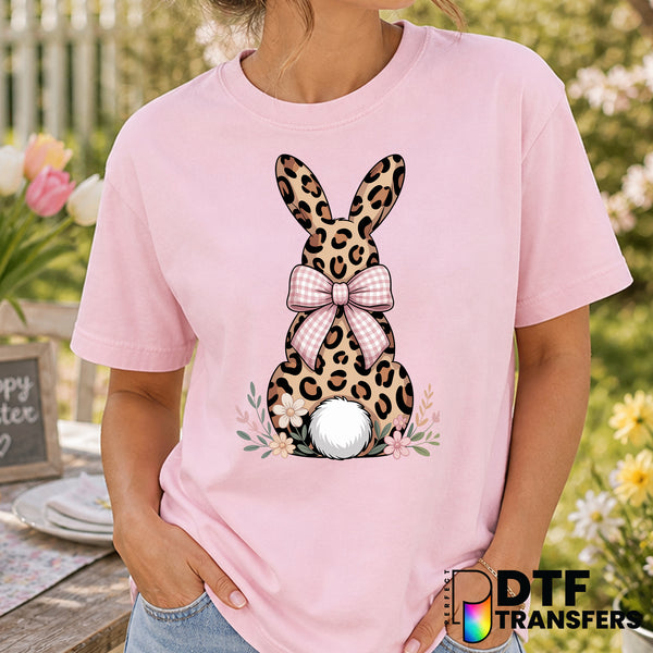 Leopard Easter Bunny with Floral Coquette – Easter DTF Transfer