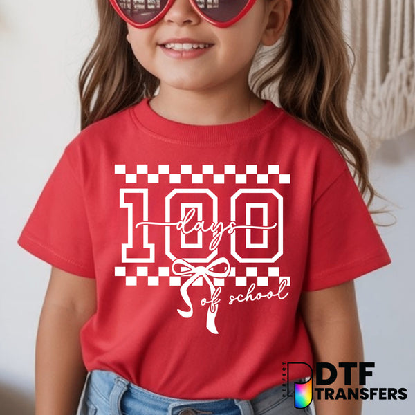 100 DAYS OF SCHOOL Coquette Bow – Teacher DTF Transfer