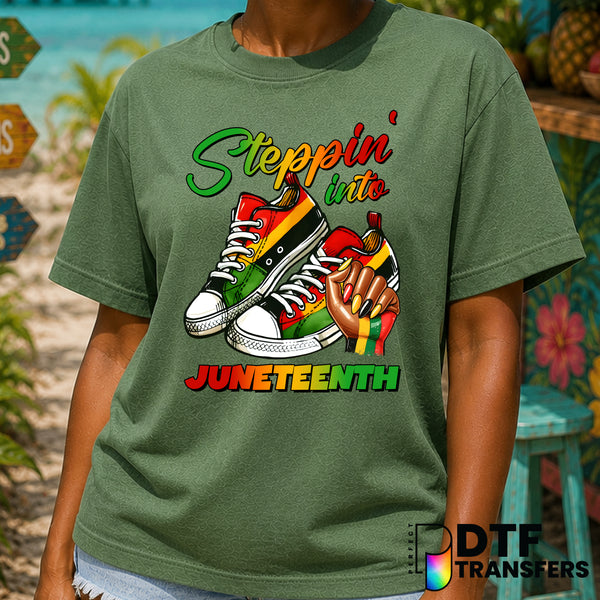 Steppin' Into Juneteenth Sneakers – Black History Month DTF Transfer