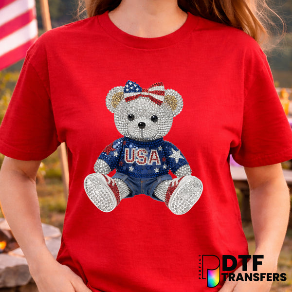 USA Teddy Bear – Fourth of July DTF Transfer