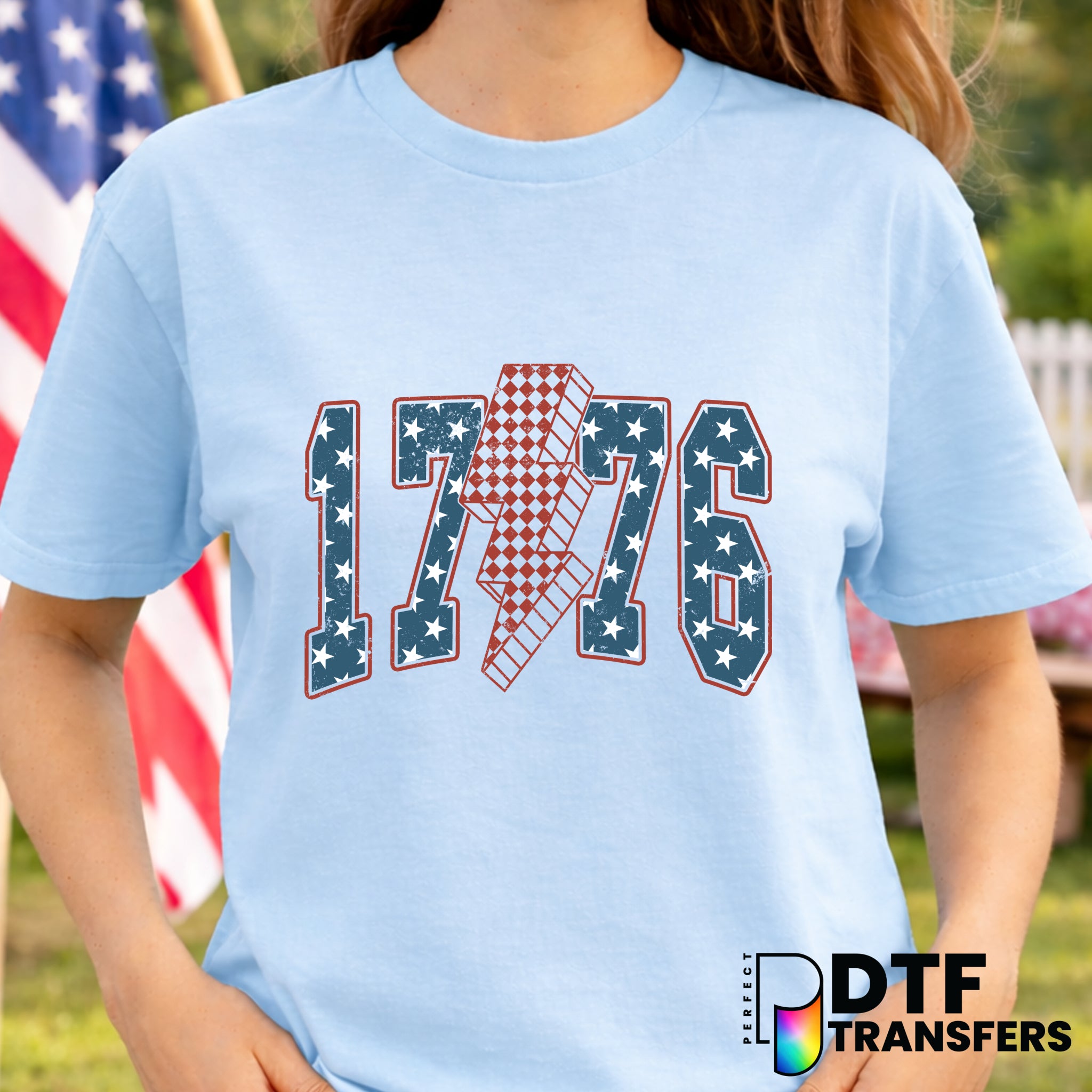 1776 Retro Lightning Bolt Fourth of July DTF Transfer