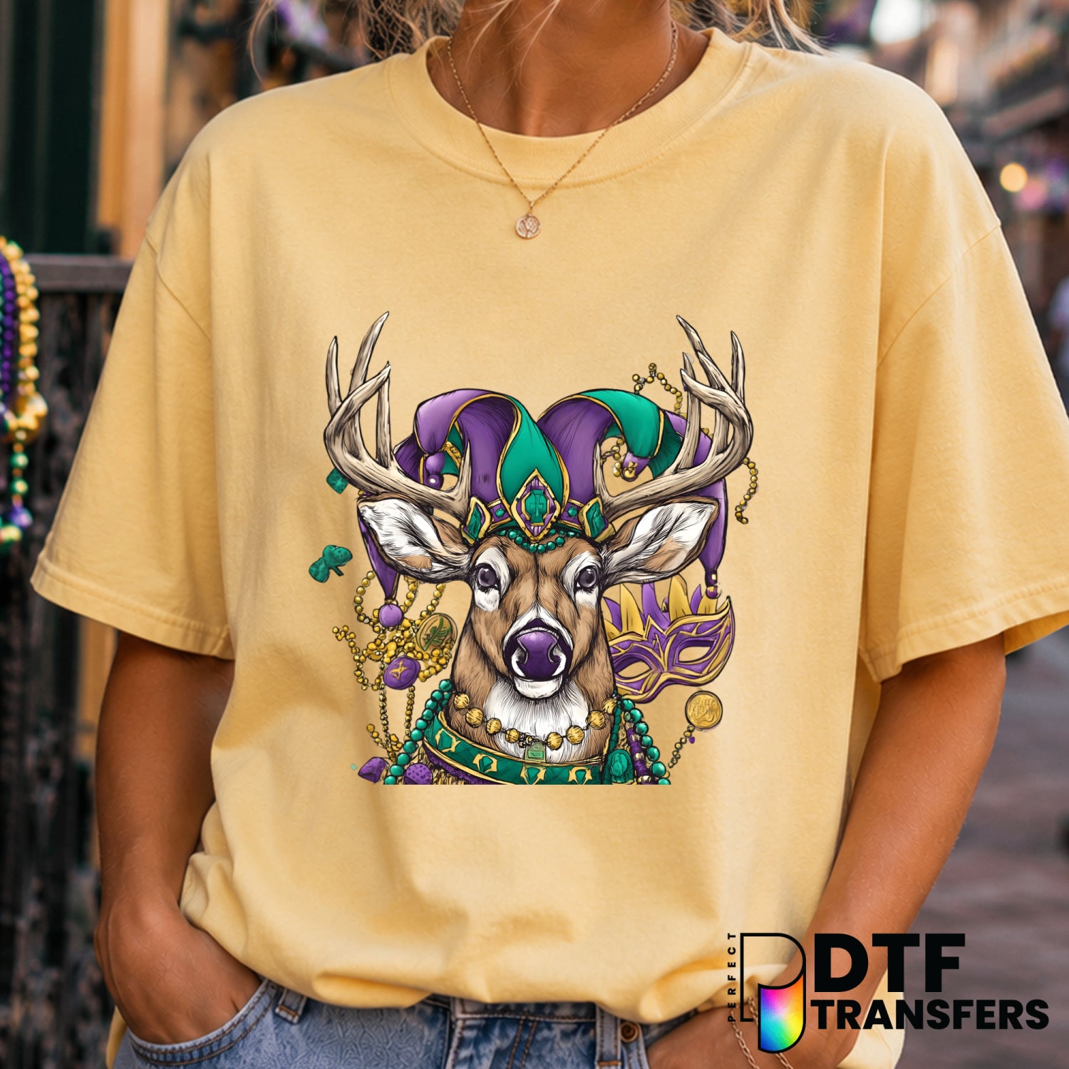 Deer Jester Mardi Gras – DTF Transfer (view 1 of 2) – by Perfect DTF Transfers – Premade DTF Transfers – Mardi Gras, Festival