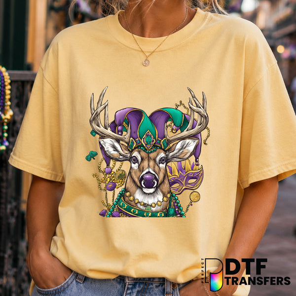 Deer Jester Mardi Gras – DTF Transfer (view 1 of 2) – by Perfect DTF Transfers – Premade DTF Transfers – Mardi Gras, Festival