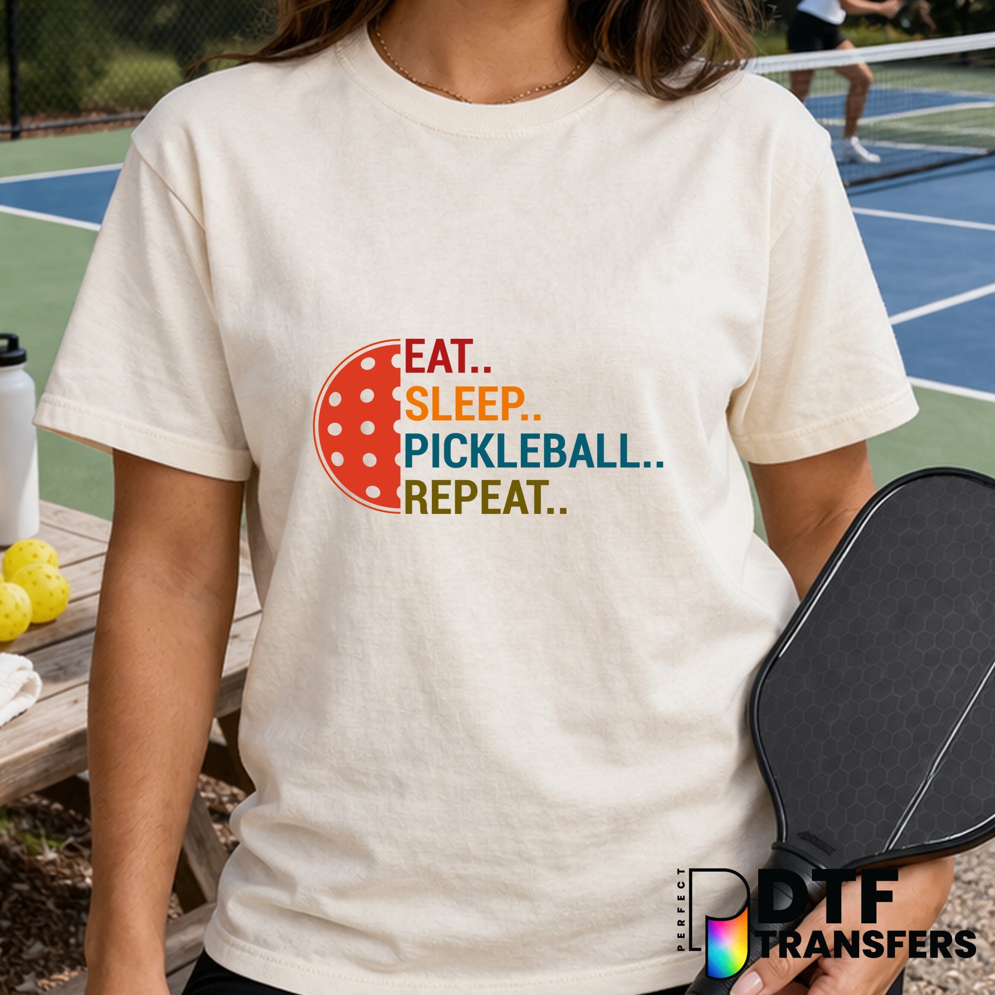 Eat Sleep Pickleball Repeat – Pickleball DTF Transfer