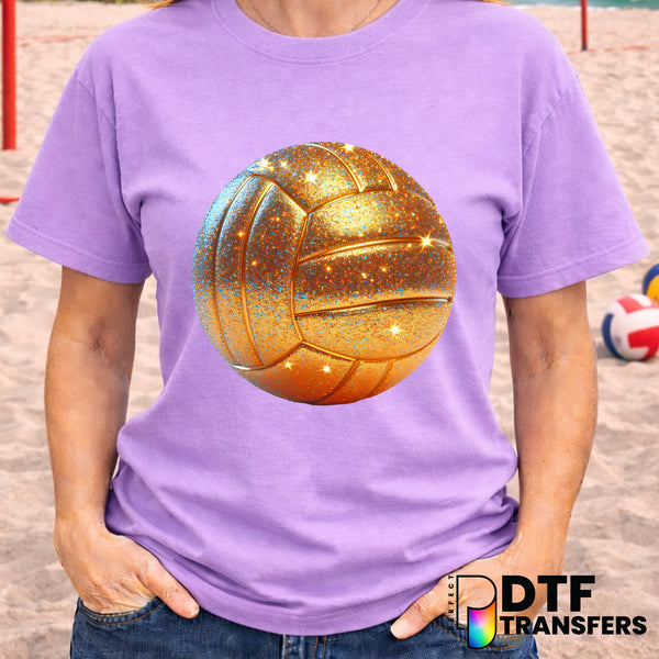 Gold Glitter Volleyball – DTF Transfer