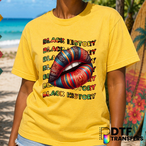 Black History Wavy Lips – Black History Month DTF Transfer