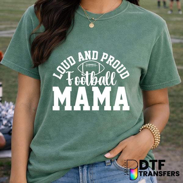 Loud and Proud Football Mama Varsity Arch – Football DTF Transfer