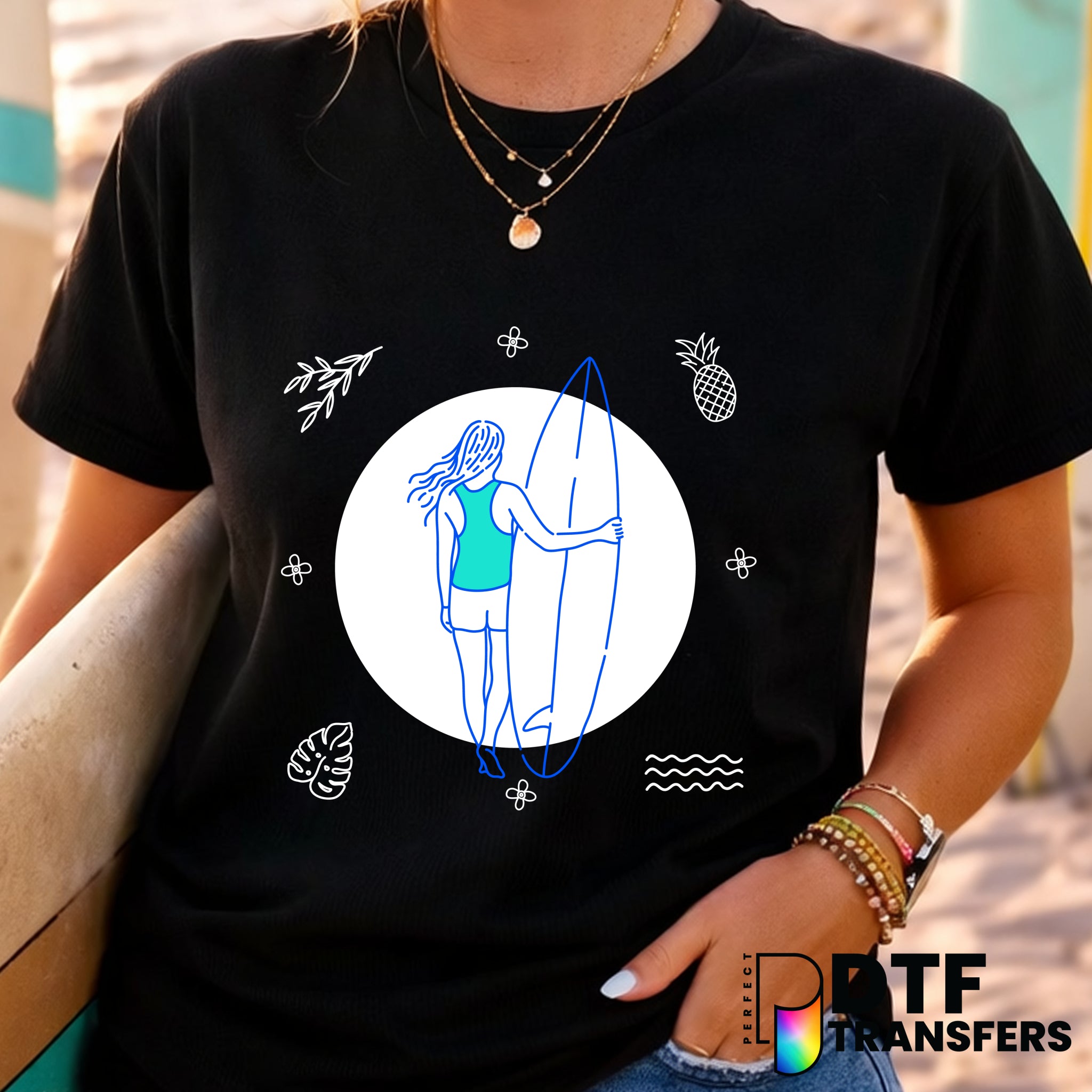 Summer Vibes – Surfing DTF Transfer