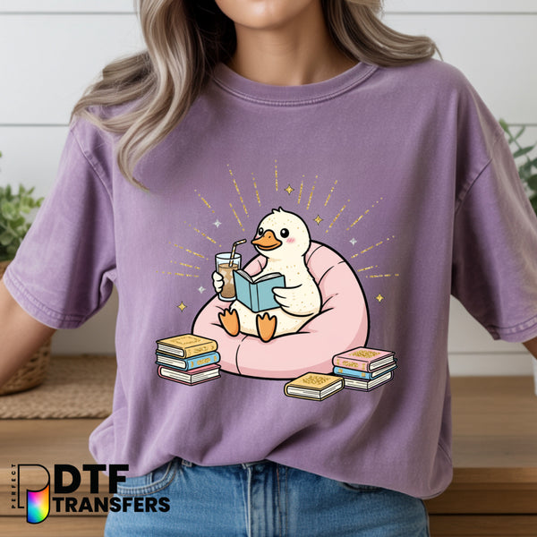 Bookish Cute Goose Reading Book – Teacher DTF Transfer