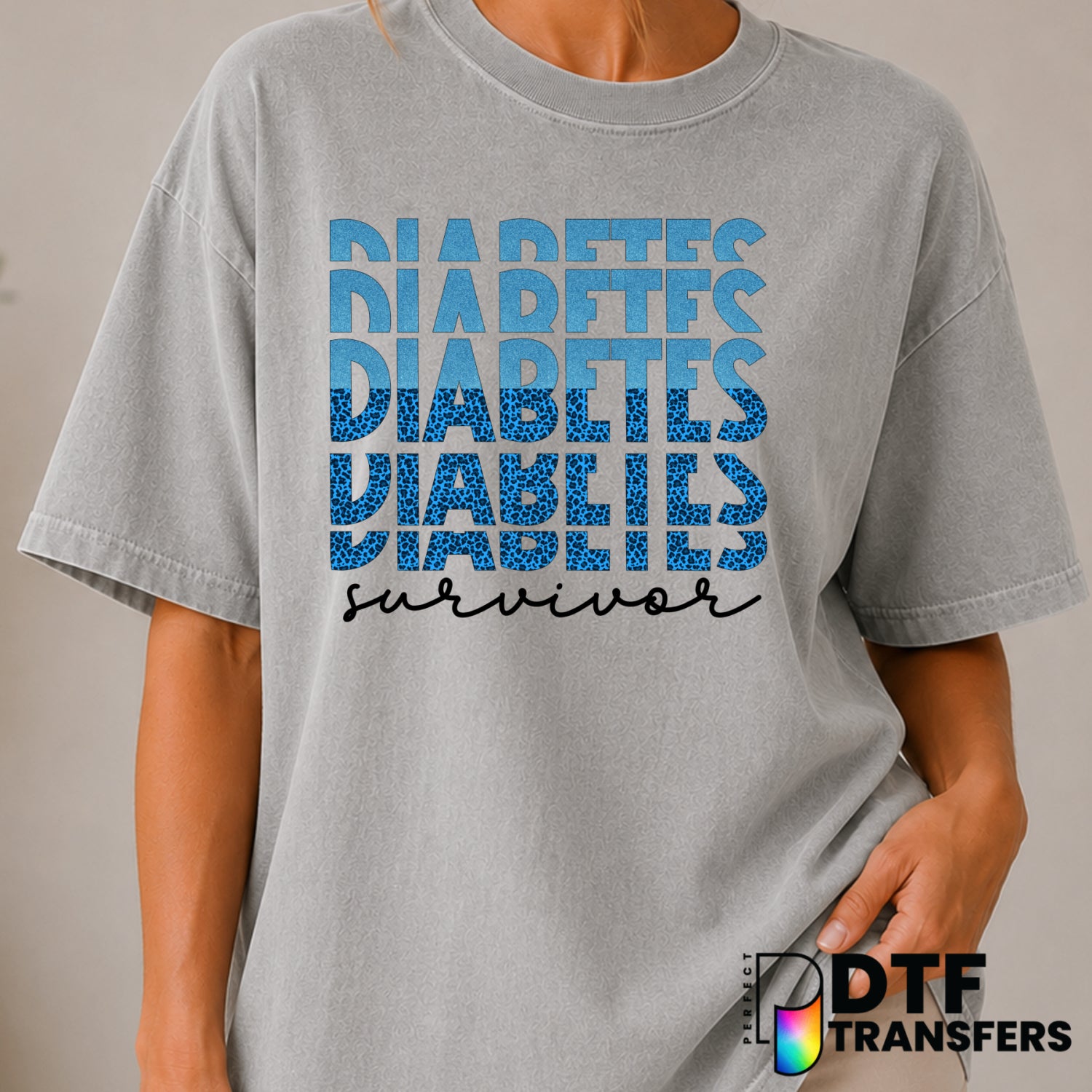 Diabetes Survivor – Diabetes Awareness DTF Transfer (view 2 of 2) – by Perfect DTF Transfers – Premade DTF Transfers – Dia...