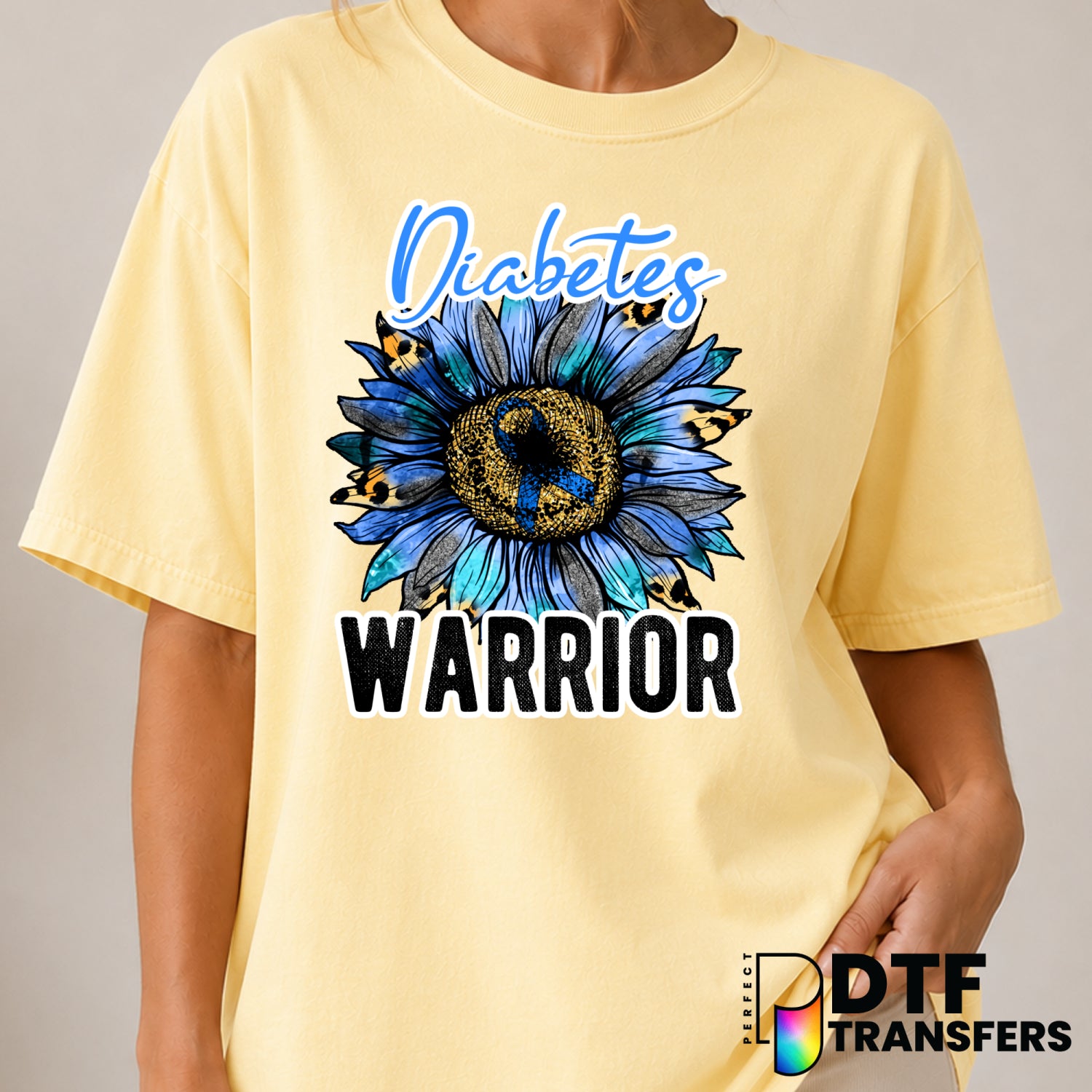 Diabetes Warrior – Diabetes Awareness DTF Transfer (view 2 of 2) – by Perfect DTF Transfers – Premade DTF Transfers – Diab...