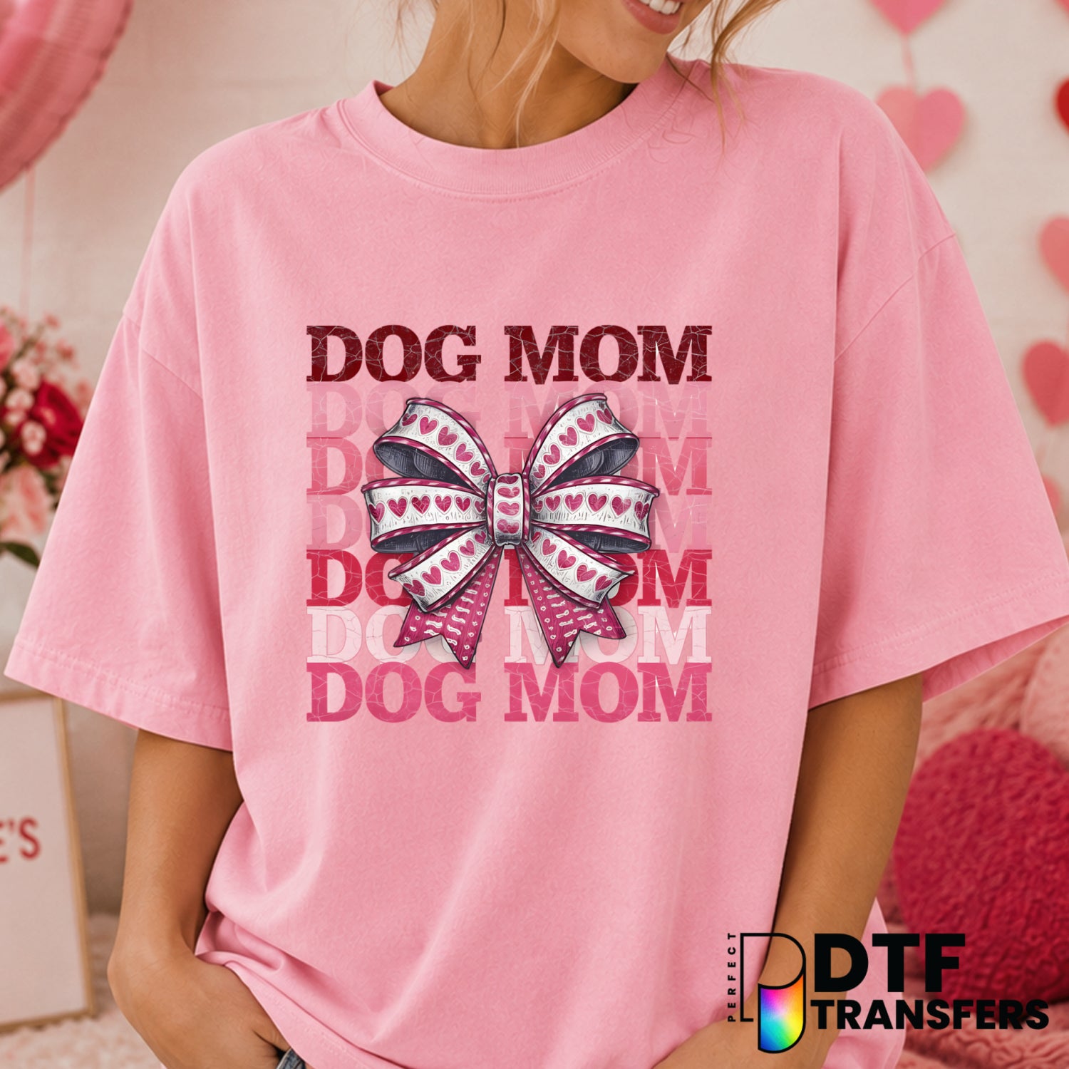 Dog Mom – Valentine's Day DTF Transfer (view 2 of 2) – by Perfect DTF Transfers – Premade DTF Transfers – Valentine's Day,...