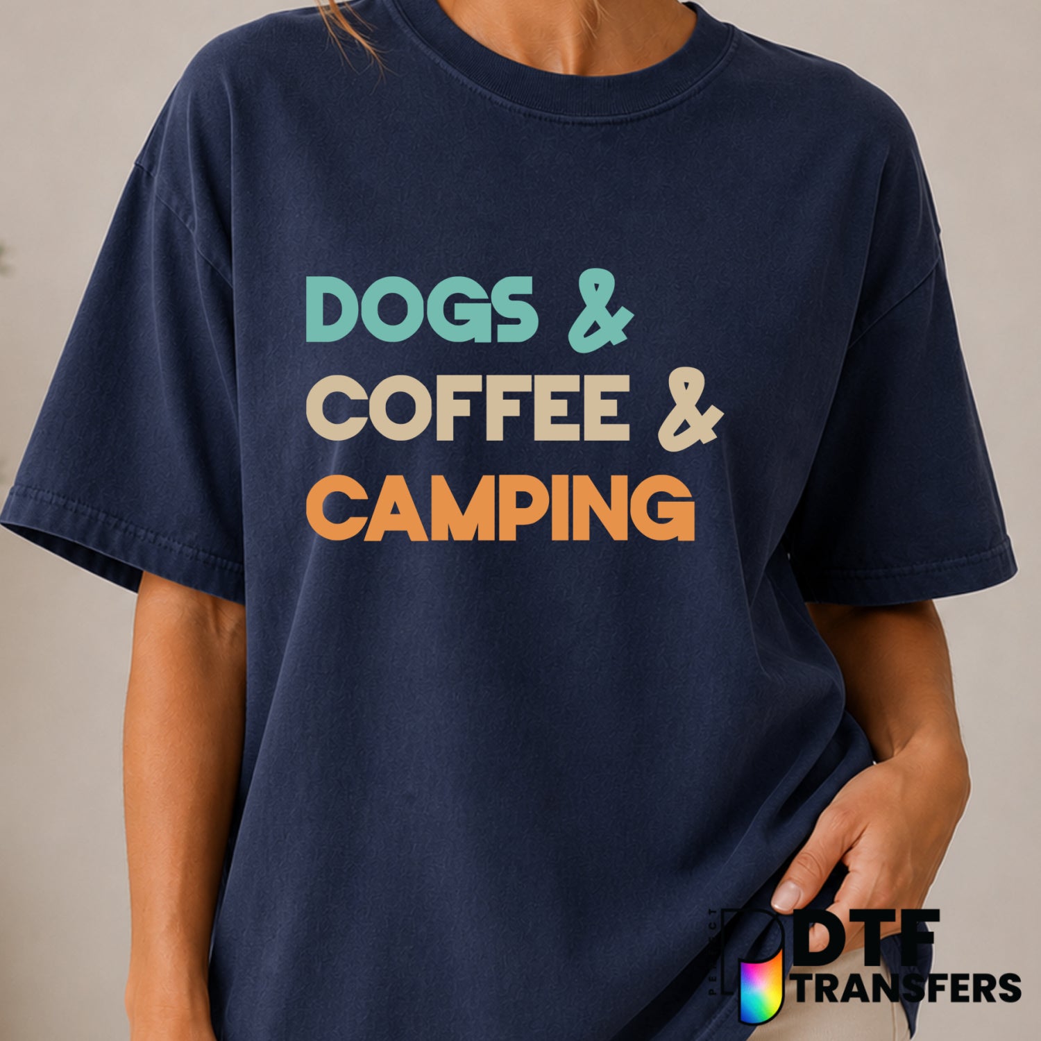 DOGS COFFEE & CAMPING – Camping DTF Transfer (view 1 of 2) – by Perfect DTF Transfers – Premade DTF Transfers – Camping, O...