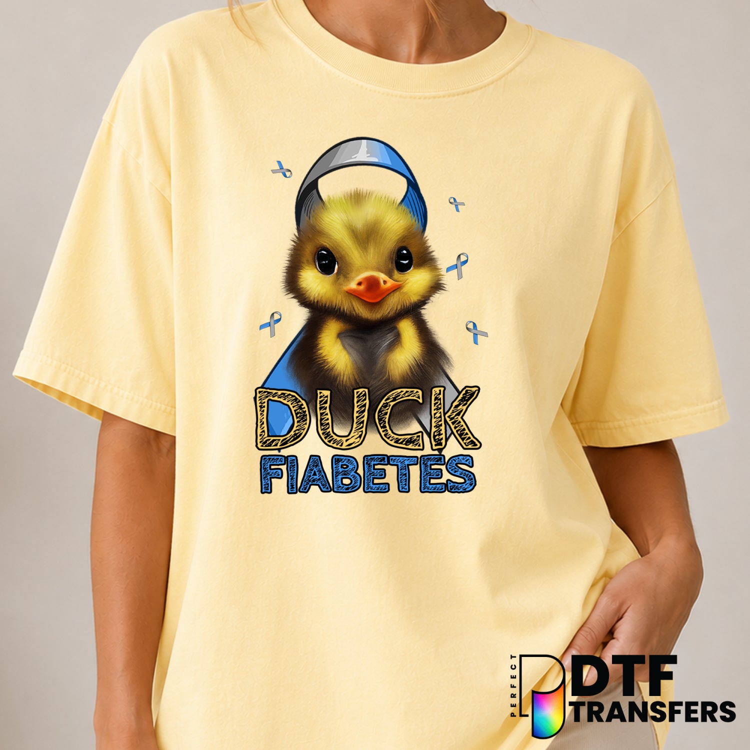 Duck Fiabetes – Diabetes Awareness DTF Transfer (view 1 of 2) – by Perfect DTF Transfers – Premade DTF Transfers – Diabete...