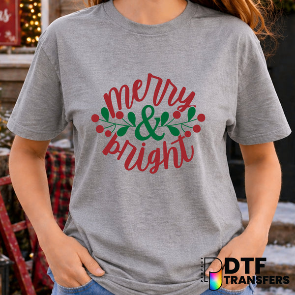 Merry and Bright – Christmas DTF Transfer