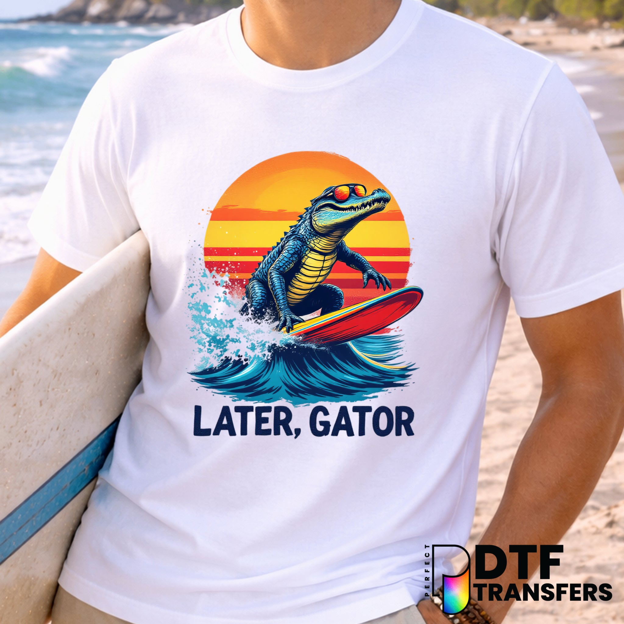LATER GATOR – Surfing DTF Transfer