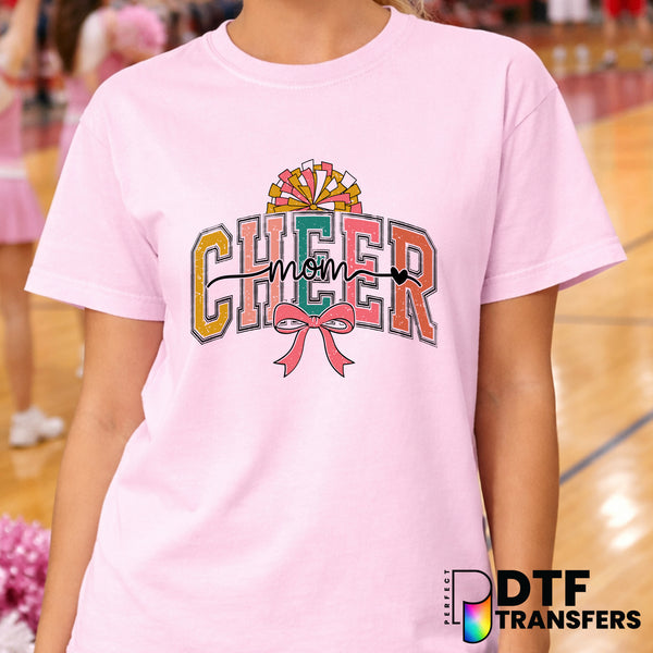 Cheer Mom Varsity Arch Pom Pom Bow – Cheerleading DTF Transfer