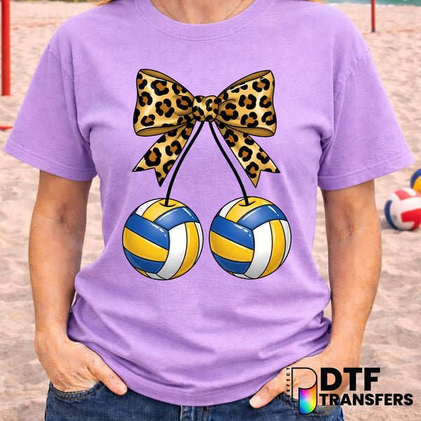 Volleyball Cherries Leopard Bow – DTF Transfer