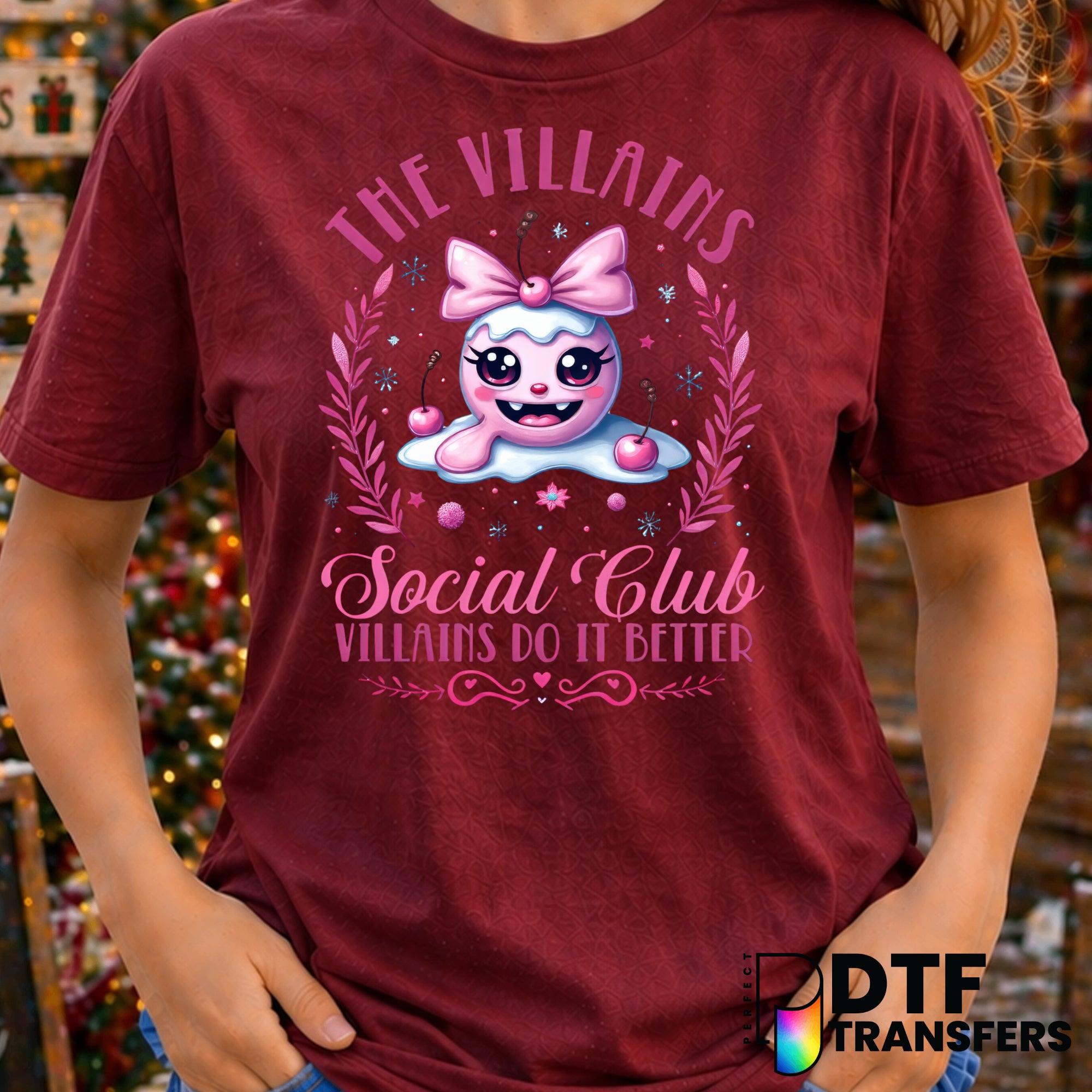 The Villains Social Club Pink Pastel Christmas – DTF Transfer