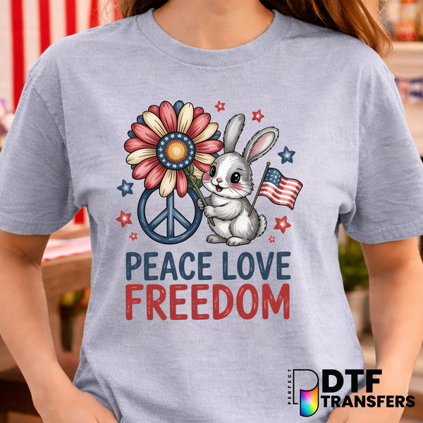 Peace Love Freedom – Fourth of July DTF Transfer