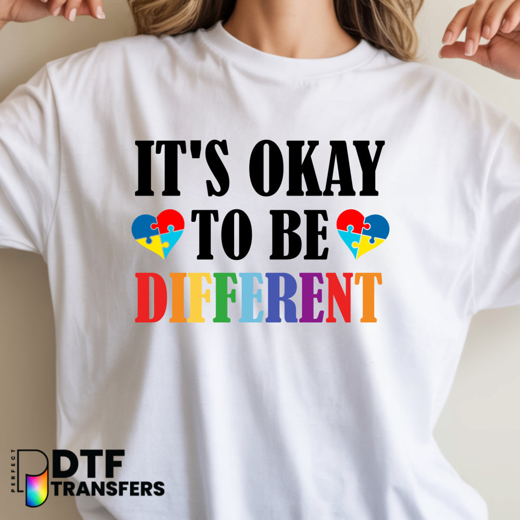 It's Okay To Be Different Colorful Hearts – Special Education DTF Transfer