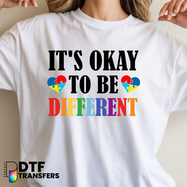 It's Okay To Be Different Colorful Hearts – Special Education DTF Transfer