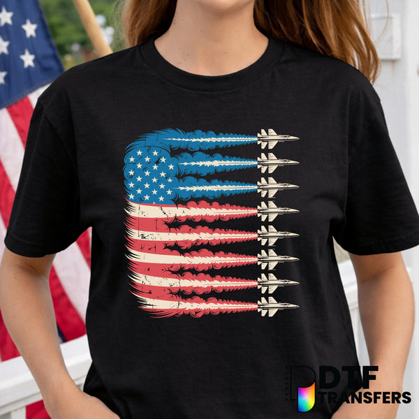 Fighter Jet American Flag – Fourth of July DTF Transfer