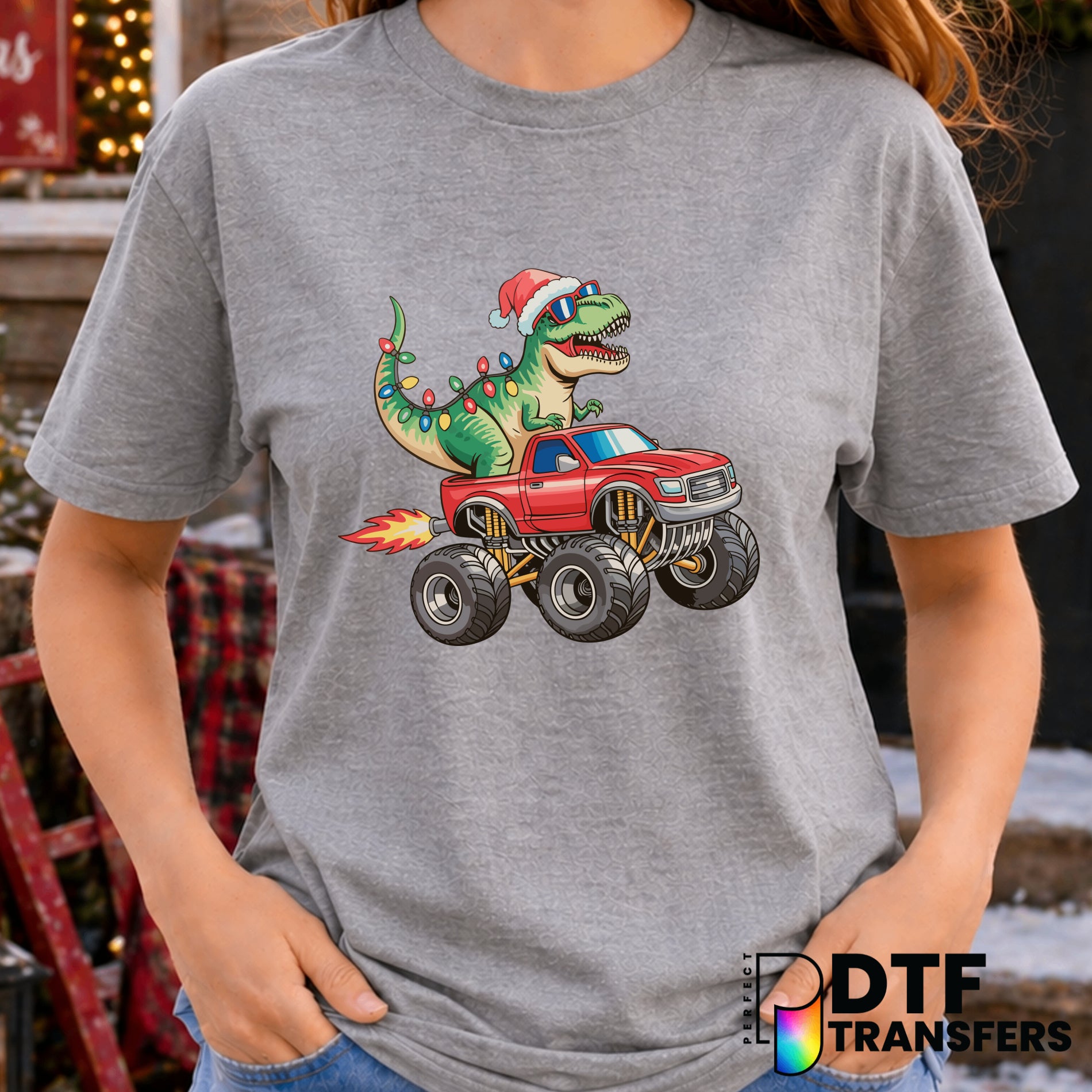 T-Rex Monster Truck Christmas – DTF Transfer