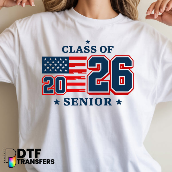 AMERICAN FLAG CLASS OF 2026 SENIOR – Teacher DTF Transfer