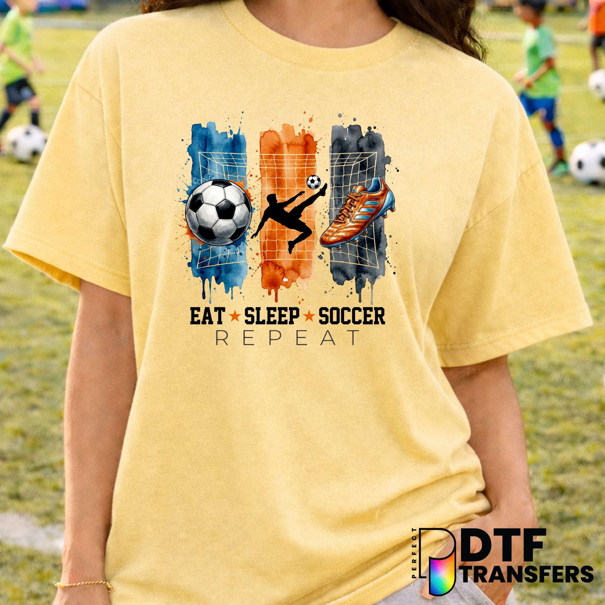 Eat Sleep Soccer Repeat – Soccer DTF Transfer