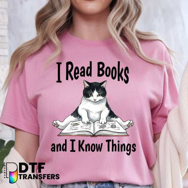 I Read Books and Know Things – Book & Glasses Teacher DTF Transfer