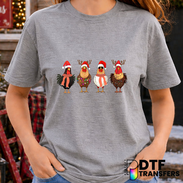 Christmas Chickens Farm Animals – Christmas DTF Transfer