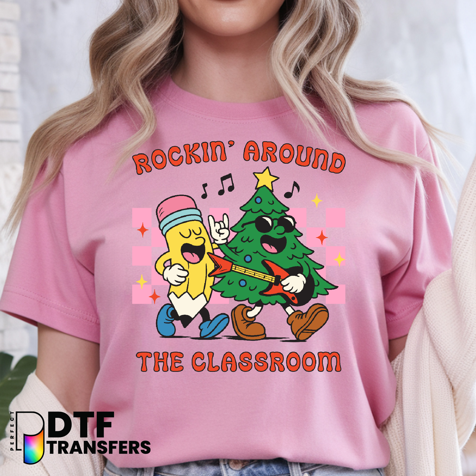 Rockin' Around The Classroom – Teacher DTF Transfer