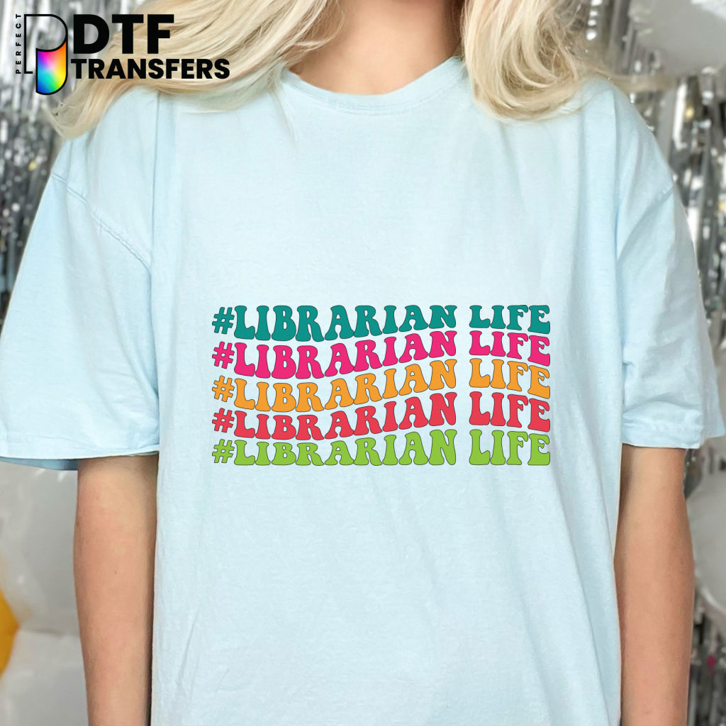 RETRO WAVY LIBRARIAN LIFE – Teacher DTF Transfer