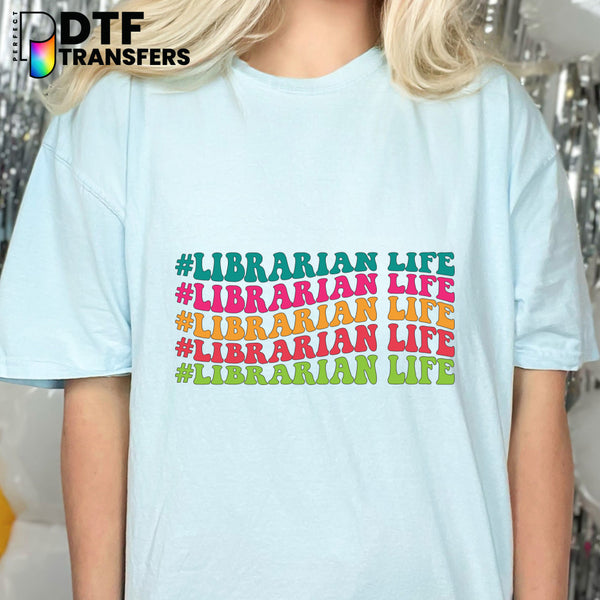 RETRO WAVY LIBRARIAN LIFE – Teacher DTF Transfer