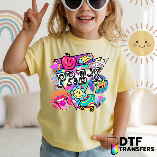 Pre-K – Colorful Retro 90s Teacher DTF Transfer